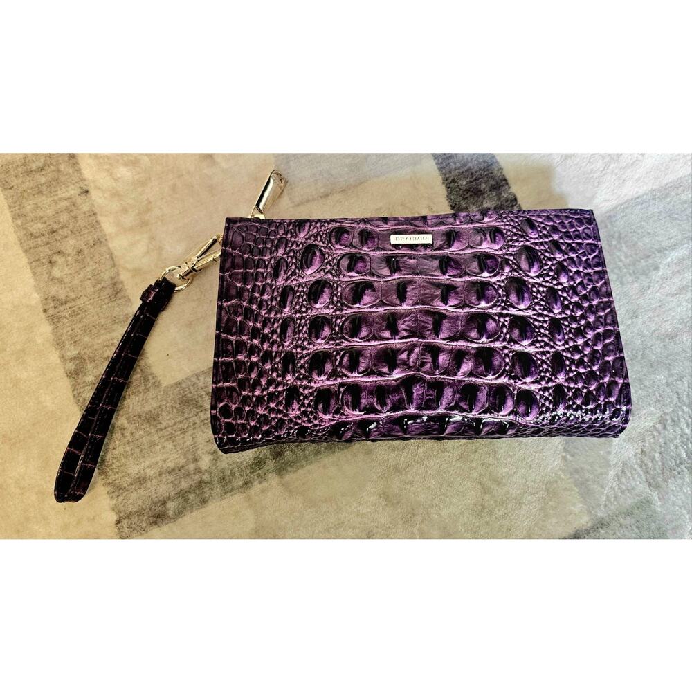 Brahmin Purple Croc-Embossed Wristlet Clutch - Picture 2 of 8